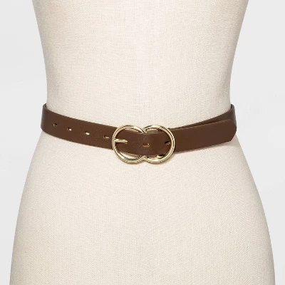 Women's Double Buckle Belt - A New Day™ Brown 3 Women's Double Buckle Belt - A New Day™ Brown