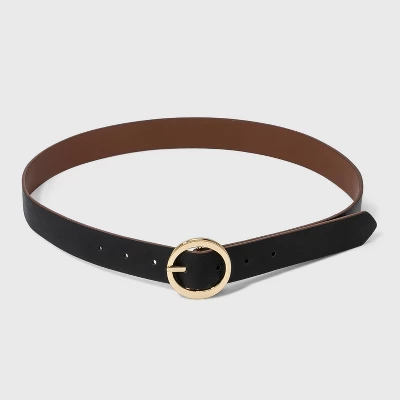 Women's Oval Tapered Center Bar Reversible Belt - A New Day™ Cognac/Black 3 Women's Oval Tapered Center Bar Reversible Belt - A New Day™ Cognac/Black