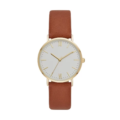 Women's Classic Strap Watch - A New Day™ Gold/Brown 3 Women's Classic Strap Watch - A New Day™ Gold/Brown