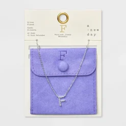 Silver Plated Cubic Zirconia Initial Pendant Necklace - A New Day™ Silver -A New Day GUEST 0dec446d d4a4 4489 961c 9f7ea7a2c16e