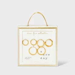 14K Gold Plated Trio Hoop Earring Set - A New Day™ Gold
