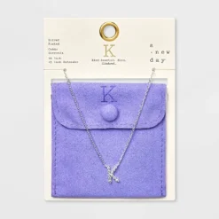 Silver Plated Cubic Zirconia Initial Pendant Necklace - A New Day™ Silver -A New Day GUEST 1901f432 76c0 499a aefb e39b9edd7536