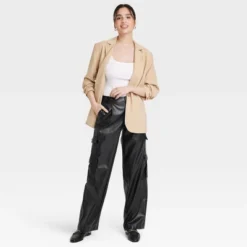 Women's High-Rise Straight Faux Leather Cargo Pants - A New Day™ Black -A New Day GUEST 315b1336 f08d 40f7 85af 86bc2be84fdf