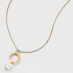 Hammered Ring And Pearl Drop Pendant Necklace - A New Day™ Gold -A New Day GUEST 3686df06 d773 4973 92b1 4579731fe82c