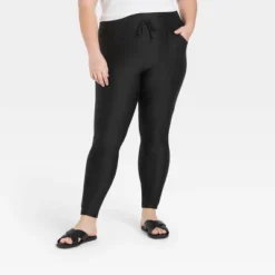 Women's Drawstring High Waisted Lounge Leggings With Pockets - A New Day™ Black -A New Day GUEST 3d555aec 251b 44e0 afad e6dc4a619fa7
