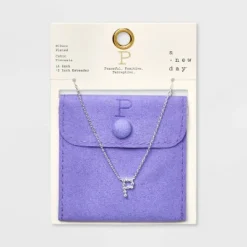 Silver Plated Cubic Zirconia Initial Pendant Necklace - A New Day™ Silver -A New Day GUEST 40ee580f 5b66 49ae 9bb5 f04f9e941dac