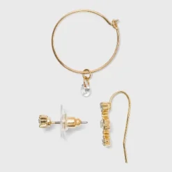 Charm Hoop, Stud And Ear Climber Earring Set 8pc - A New Day™