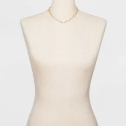 Mother Of Pearl And Metal Two Row Layered Necklace Pendant - A New Day™ Gold