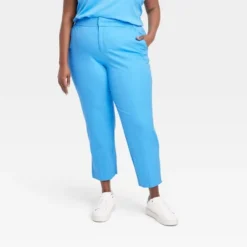 Women's Mid-Rise Slim Straight Fit Side Split Trousers - A New Day™ Blue -A New Day GUEST 5918b95f 8052 45d6 bcbf 4489a71538de