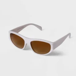 Women's Plastic Angular Wrap Triangle Sunglasses - A New Day™ Ivory