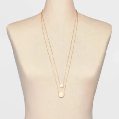 Coin Pendant Chain Multi-Strand Necklace - A New Day™ Gold