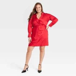 Women's Long Sleeve Satin Shirtdress - A New Day™ -A New Day GUEST 6656b27e e374 4471 ab12 28d63791efd0