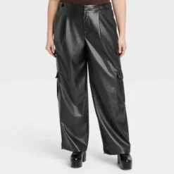 Women's High-Rise Straight Faux Leather Cargo Pants - A New Day™ Black -A New Day GUEST 6d11f9b6 2377 4cc1 9a62 8768c917cc4d