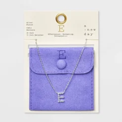 Silver Plated Cubic Zirconia Initial Pendant Necklace - A New Day™ Silver -A New Day GUEST 72d1dbe8 35e3 45da 9551 832644731113