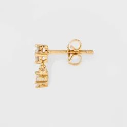 14K Gold Plated Cubic Zirconia Marquise And Dangle Duo Stud Earring Set - A New Day™ Gold