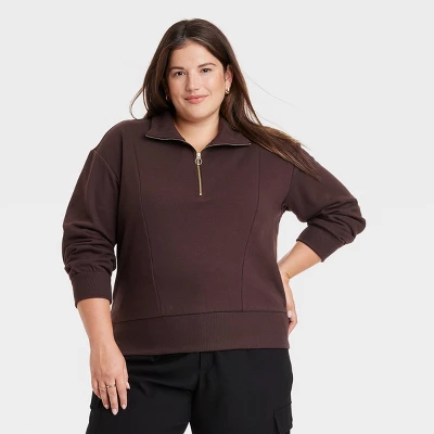 Women's Quarter Zip Sweatshirt - A New Day™ 6 Women's Quarter Zip Sweatshirt - A New Day™ - Image 4