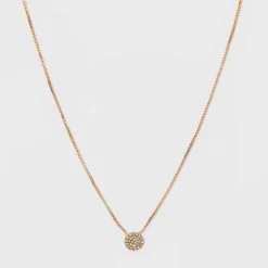 Pave Circle Pendant Necklace - A New Day™ Gold