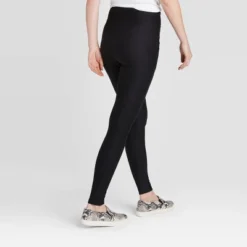 Women's Drawstring High Waisted Lounge Leggings With Pockets - A New Day™ Black