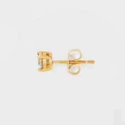 14K Gold Plated Cubic Zirconia Trio Stud Earring Set - A New Day™ Gold