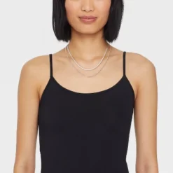 Plated Herringbone And Box Chain Necklace Set 2pc - A New Day™ Silver