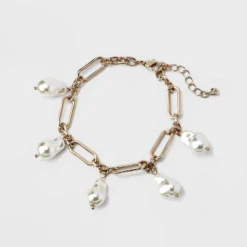 Chain Pearl Drop Chain Bracelet - A New Day™ Gold 6 Chain Pearl Drop Chain Bracelet - A New Day™ Gold -A New Day GUEST 8644d7ba 8f62 4663 af72 a42652472432