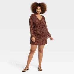 Women's Long Sleeve Ruched Front Bodycon Dress - A New Day™ -A New Day GUEST 8dd1515c 480d 4bcc bcc0 67154fa46273