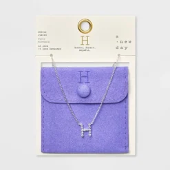 Silver Plated Cubic Zirconia Initial Pendant Necklace - A New Day™ Silver -A New Day GUEST 8f9e1574 38a8 495c a4f7 e63f739c9966