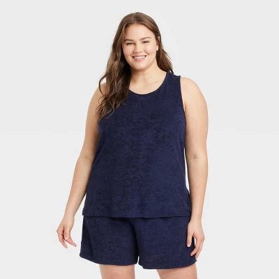 Women's Terry Tank Top - A New Day™ Navy Blue 5 Women's Terry Tank Top - A New Day™ Navy Blue - Image 3