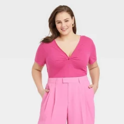 Women's Short Sleeve V-Neck Linen T-Shirt - A New Day™ -A New Day GUEST a372d679 29d8 4572 b387 fe78e132a054