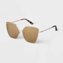 Women's Oversized Metal Square Sunglasses - A New Day™ Gold