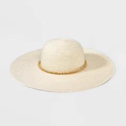 Wide Brim Straw With Beads Floppy Hat - A New Day™ -A New Day GUEST a92e1d5d ebaf 4bc9 bd90 158782ab2dd9