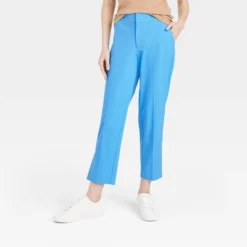Women's Mid-Rise Slim Straight Fit Side Split Trousers - A New Day™ Blue -A New Day GUEST a96d6784 1c5a 4282 bd5b 0c3e62ec5377