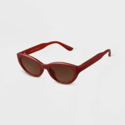 Women's Plastic Slim Cateye Sunglasses - A New Day™ Brown