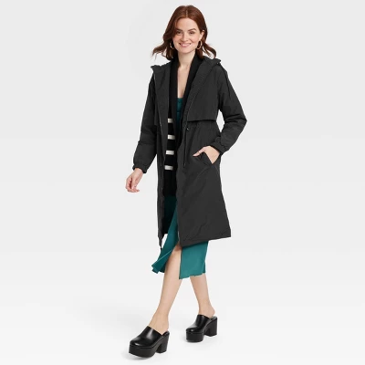 Women's Relaxed Fit Trench Rain Coat - A New Day™ Black 4 Women's Relaxed Fit Trench Rain Coat - A New Day™ Black - Image 2