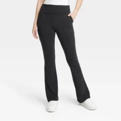Women's Fold Over Waistband Flare Leggings With Pockets - A New Day™ Black -A New Day GUEST c763fe82 7383 4f02 9064 4ca92c8d466d