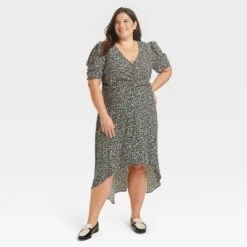 Women's Crepe Short Sleeve Midi Dress - A New Day™ -A New Day GUEST c78b6e5c 72bd 49ee 9240 8cc1db1bbefa