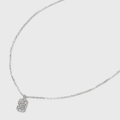 Sterling Silver Cubic Zirconia Tag Pendant Necklace - A New Day™ Silver -A New Day GUEST df5d3405 bf77 46a1 b5b6 f32f0713f2e6