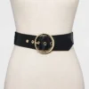 Women's Round Stretch Buckle Belt - A New Day™ Black