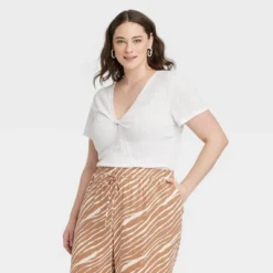 Women's Short Sleeve V-Neck Linen T-Shirt - A New Day™ -A New Day GUEST e8bd405a dc5e 4712 b040 ed7311742a78