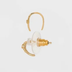 A New Day 25 14K Gold Plated Beaded Hoop Cubic Zirconia Earring Set 2pc - A New Day™