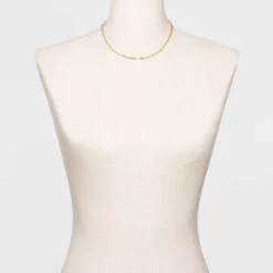 Paper Clip Chain Short Necklace - A New Day™ Gold